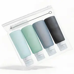 Mrsdry Condiment Squeeze Bottles for Sauces, 6-oz Mini Silicone Dressing Containers with Reusable Bag, Leakproof Sauce Bottle for Meal Prep, Travel, and Bento Boxes, 4 Pack, Gray