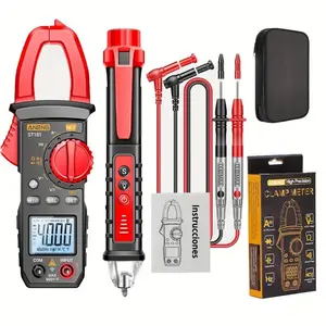 Multimeter Tool Kit with Test Pen, Digital Multimeter St181 4000 Counts, Beeper, Measures Current Voltage Temperature Capacitance Resistance Ncv Diode Continuity Duty Cycle, Clamp Tester