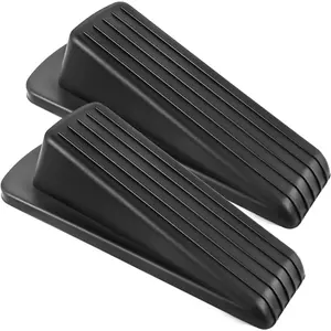 Door Stoppers for Bottom of Door on Floor, Premium Rubber Door Stopper Wedge, Floor Sturdy Stackable Door Stops for Carpet Heavy Duty Door, Door Gaps (Black, 2 Pack) fathersdaygift