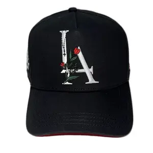 LA Rosary Cap with Embroidered Letters representing Los Angeles and Floral Design for Stylish Outfits