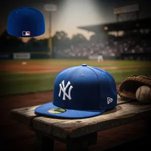 Royal Blue NY Yankees Snapback Cap Size 7 1/4 – Adjustable Flat Brim MLB Baseball Hat, Embroidered Logo Streetwear Cap for Men Women