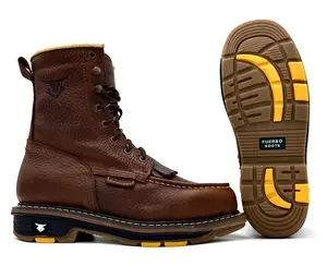 Fuerbo L-44 Moc Toe Lacer Work Boot Dual Density Goodyear Welt Sole Oil and Slip Resistant Anti-Fatigue Mid-Calf Round Toe SB-554 Footwear Leather Industrial Comfort Shoe