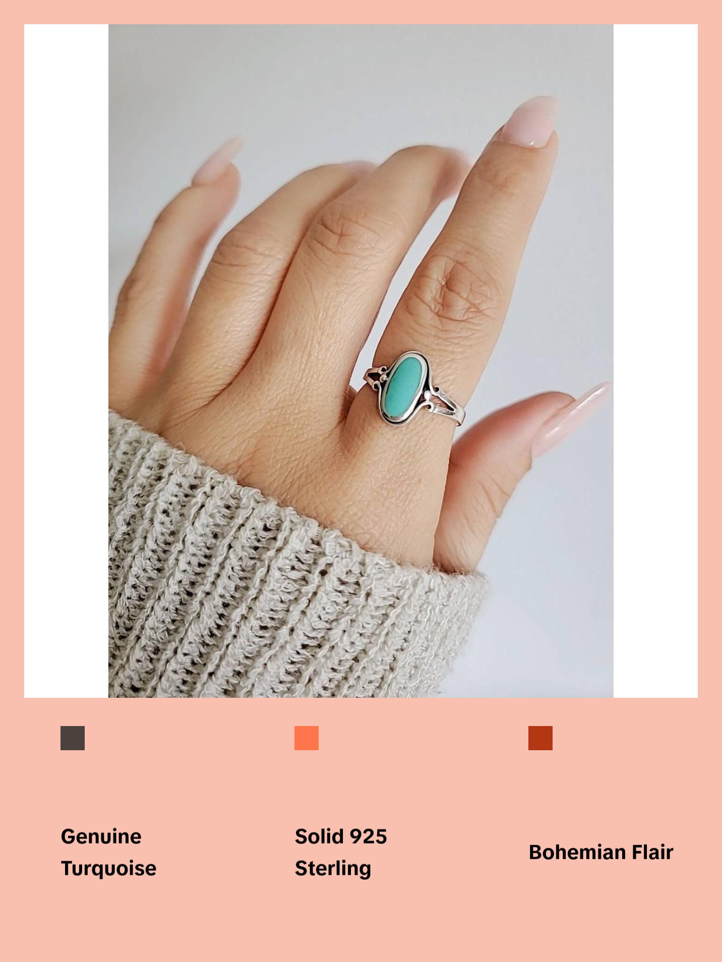 Sterling Silver Oval Turquoise Ring