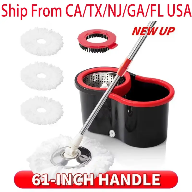 360° Spin Mop and Bucket Set with Wringer, Home Care Cleaning System Including 3 Refills