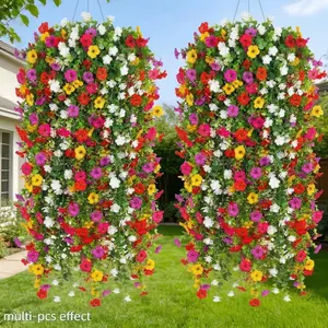 Artificial Hanging Trumpet Vine Flowers, Artificial Wisteria Flowers, Outdoor Decorations, Eucalyptus Leaves Artificial Plants, No Maintenance, Multi-Functional Home Decoration