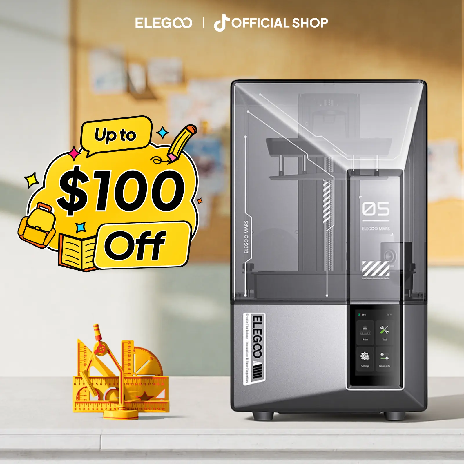 ELEGOO Mars 5 Ultra Resin 3D Printer with 7" 9K Mono LCD, 150mm/h High Speed Printing, Smart Automatic Leveling, Intelligent Detection, WiFi-Transfer, Printing Size of 6.04 × 3.06 × 6.49 inch,back to school,back to school haul