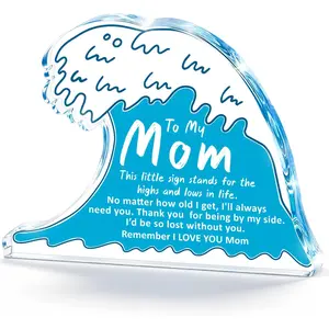 Gifts for Mom from Daughter Son,Mother's Day Birthday Gifts for Mama Mother in Law Bonus Step Mom,Best Mother Ever Acrylic Wave Plaque,Thank You Appreciation Gift Desk Decor