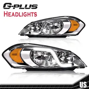 Fit For 06-13 Chevy Impala 06-07 Monte Carlo LED Strip Headlights Left+Right G-PLUS