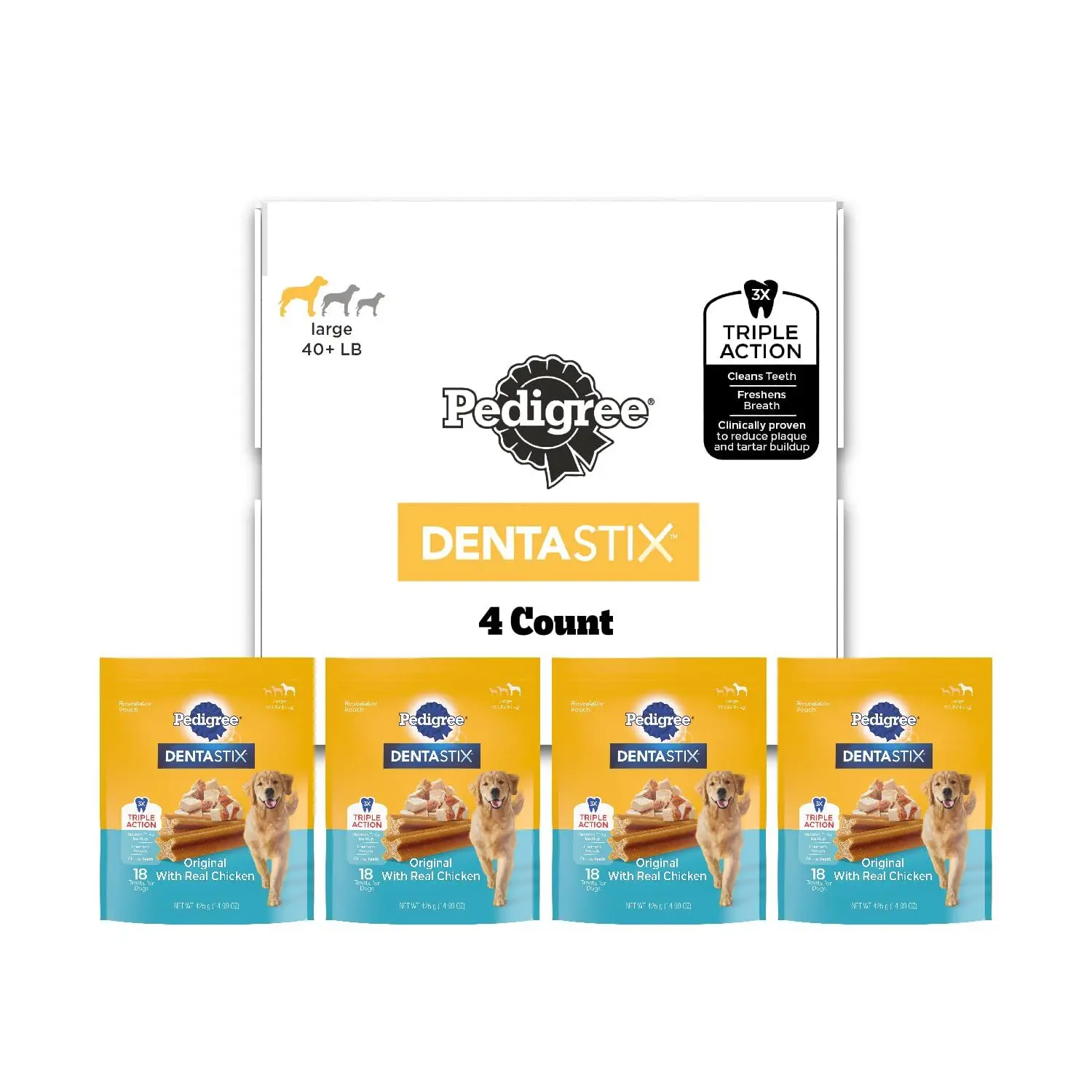 Pedigree Dentastix Large Dog Treats, Original, Beef & Fresh, 2.73 lb. Variety Pack (51 Treats Total)