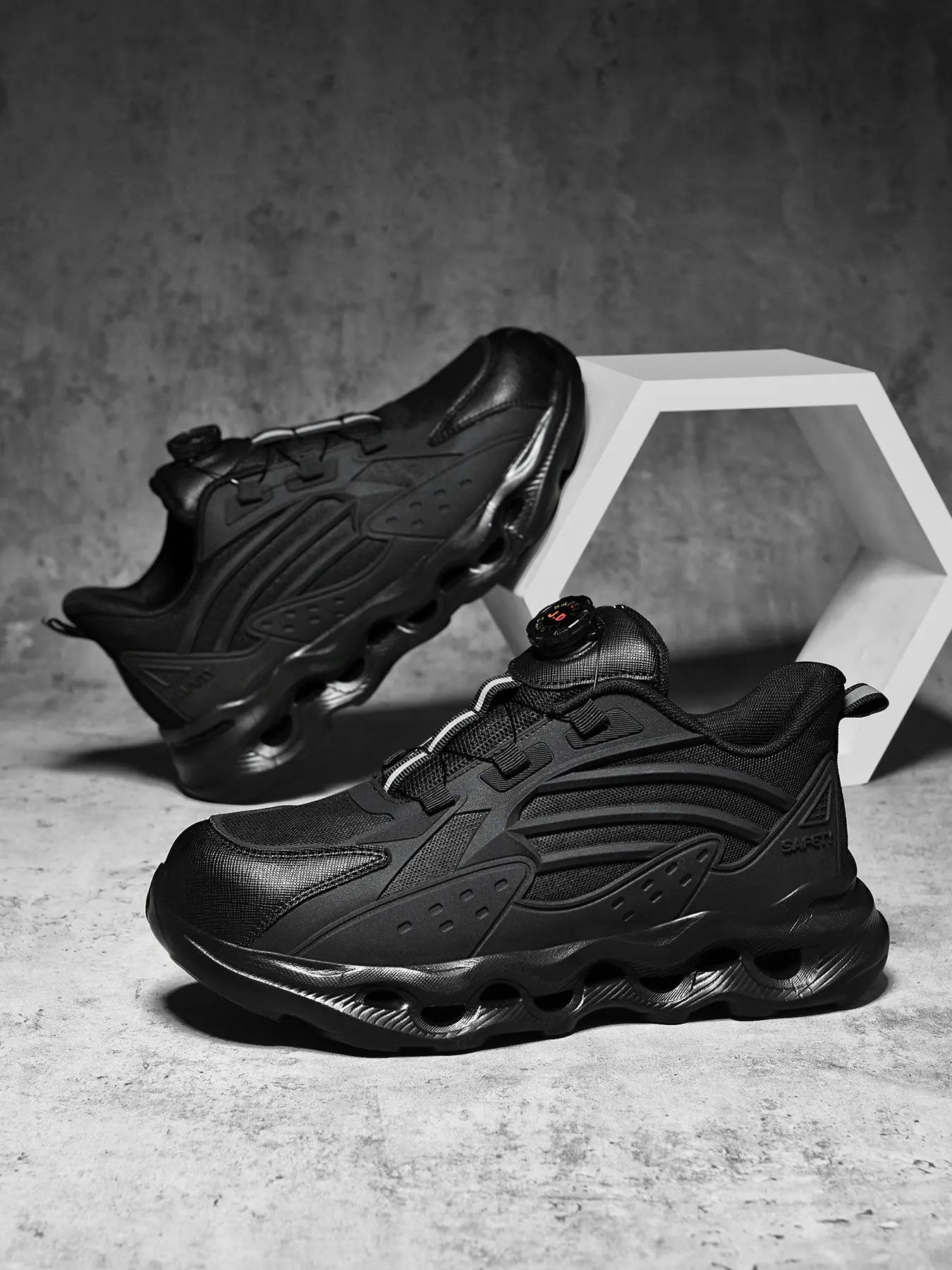 Men's Safety Sneakers, Anti-Puncture PU Leather, Breathable Mesh, No Laces, Protective Work Shoes, Safety Footwear, Sizes 39-47, All Seasons