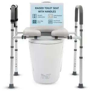 Houseables Raised Toilet Seat with Handles, Toilet Seat Risers for Seniors, Commode Chair, Chair for Elderly and Disabled, Elevated, Riser, Lift, Extender, Raiser, Tall, with Arms, for Adult, Handicap