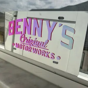 Benny's Motoworks License Plate - Customizable and Durable