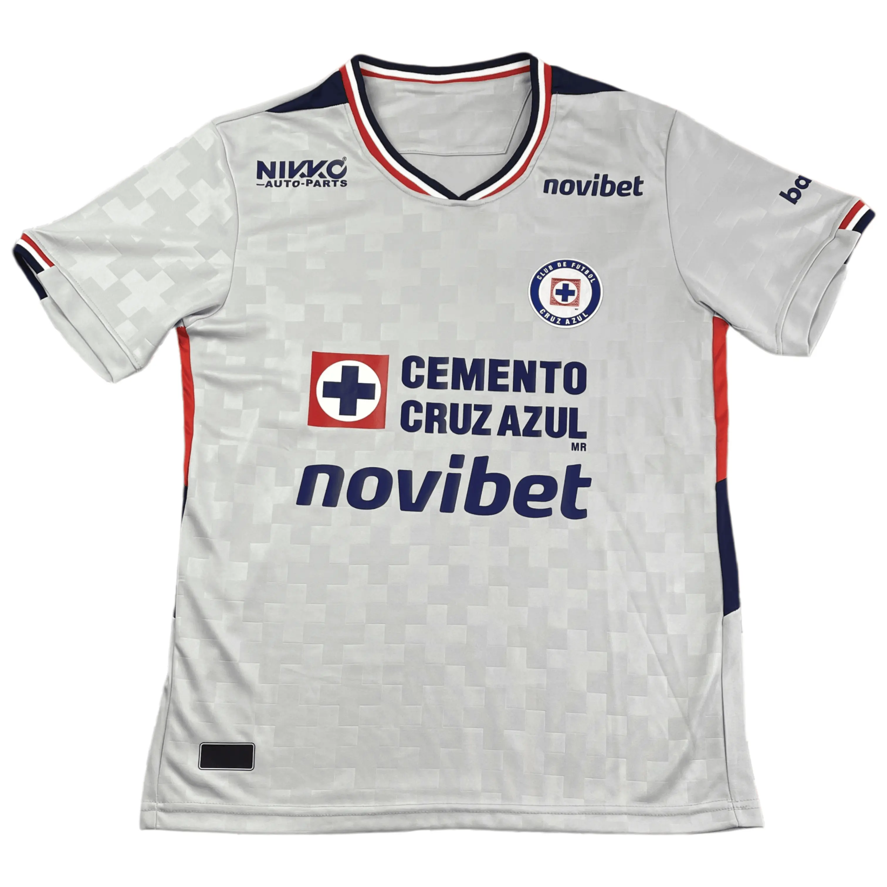 2024 2025 Away Retro Light Grey Checkered Short Sleved Cruz Azul Soccer Jersey