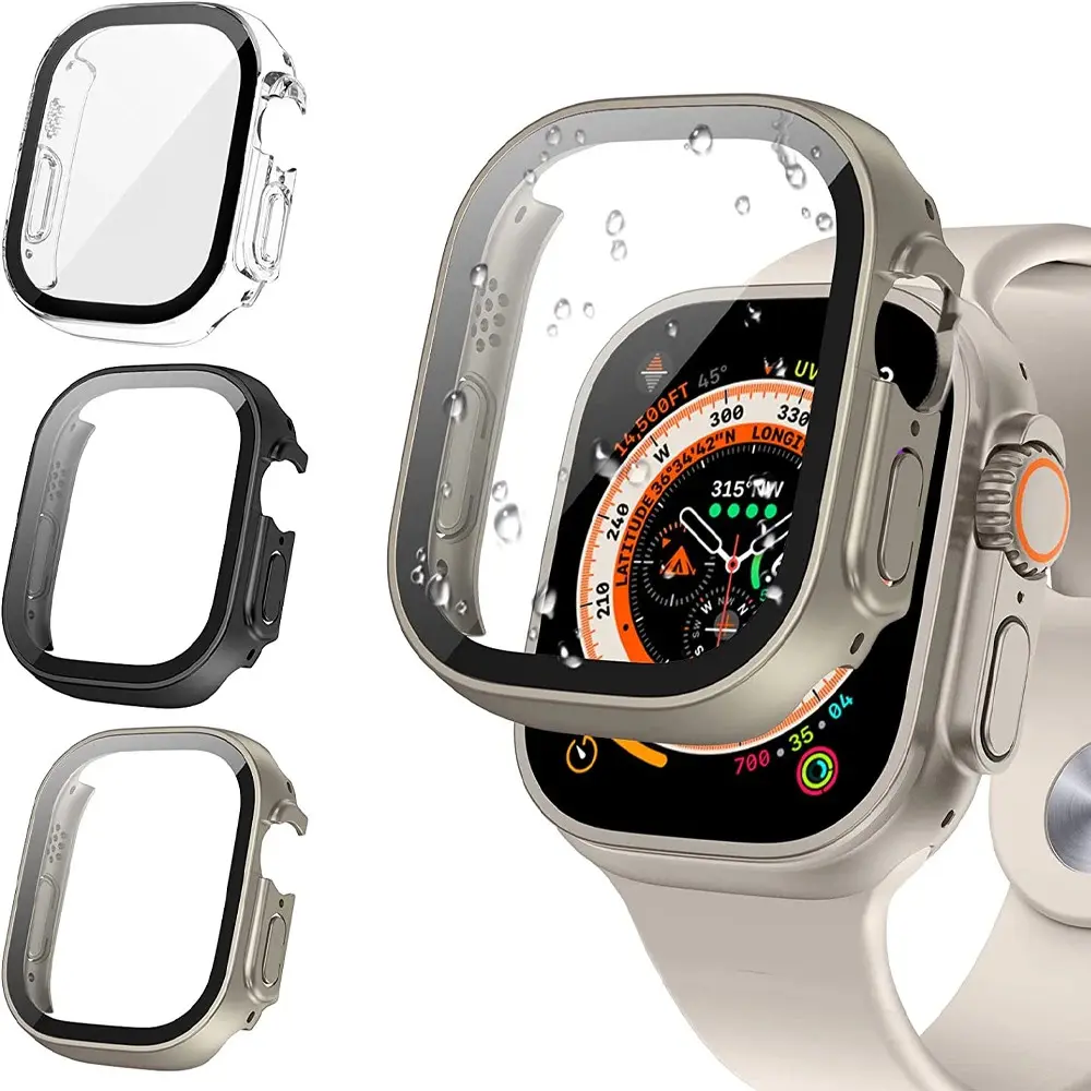 Smartwatch Protective Case with Screen Protector for Apple Watch iWatch Ultra 3 49mm, Ultra-thin PC Shockproof Bumper, HD Full Tempered Glass Anti-Scratch Cover, Durable Wearable Protection Accessory for 2025 iWatch 49mm