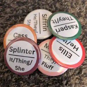 Name and Pronouns Custom Handmade Button — 2.5in
