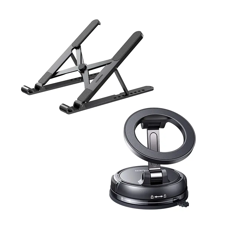 UGREEN Foldable Laptop Holder Bundle Tablet Pillow Stand,Vacuum Magnetic Phone Holder, ABS+Silicone Foldable Ventilated Cooling Notebook Holder Stand for 10-15.6” Laptops, Tablets