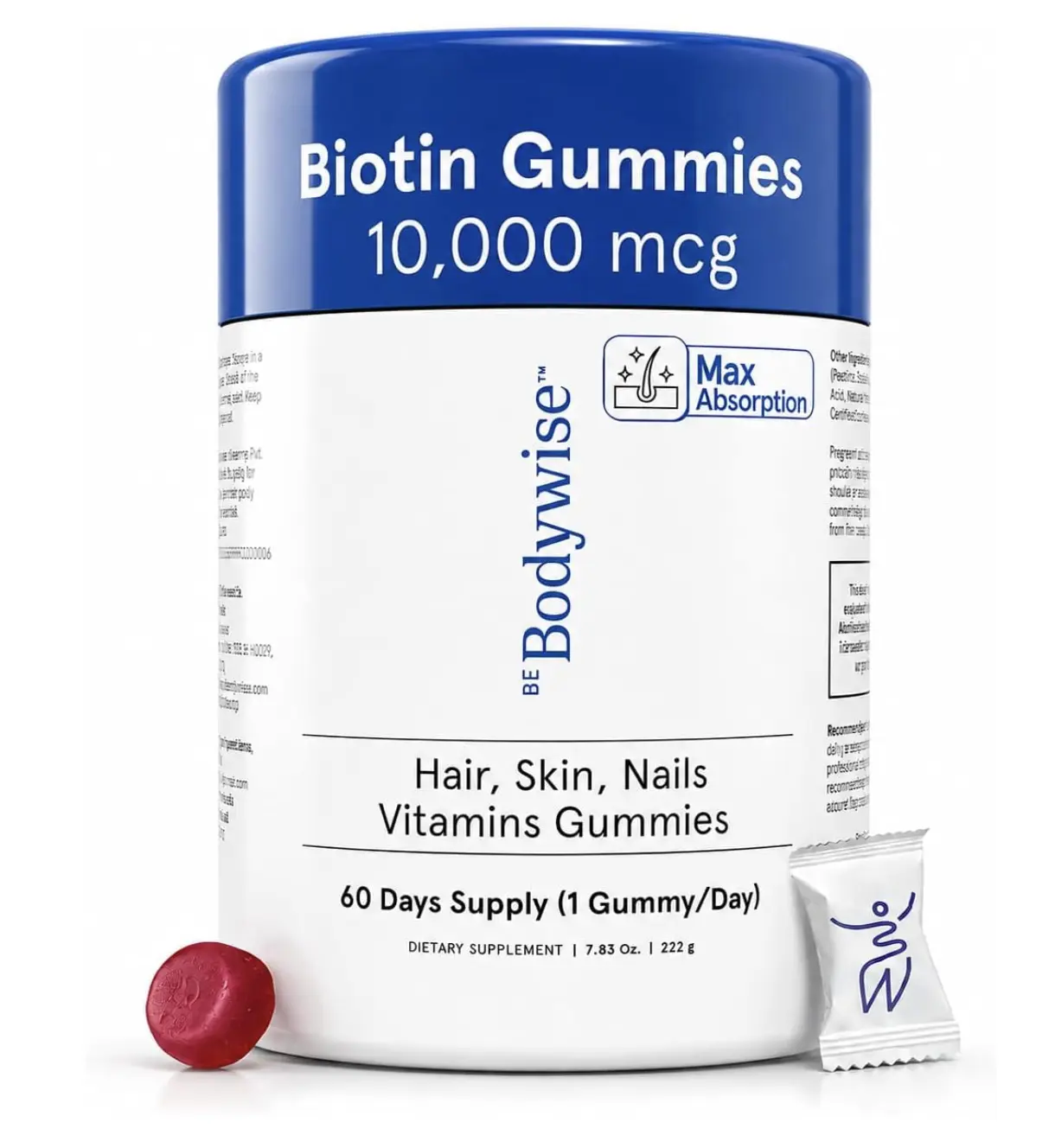 BB Biotin Hair Gummies | Hair Fall Solution | Biotin + Zinc + Multivitamins |  60 Gummies