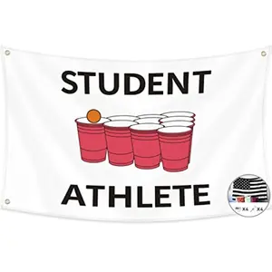 2D Flat Banner 1pc Lightweight Student Athlete Flag, Decorative Banner, Fun Poster Wall Hanging Decor for Dorm Room, Bedroom, Outdoor, Party, Gift, Home Decoration