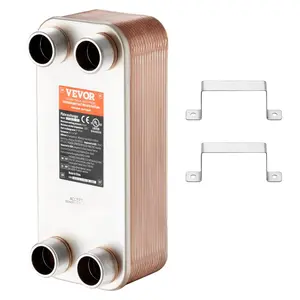 VEVOR Heat Exchanger, TikTokShopBlackFriday, 5"x 12" 30 Plates Brazed Plate Heat Exchanger, Copper/316L Stainless Steel Water To Water Heat Exchanger For Floor Heating, Water Heating, Snow Melting, Beer Cooling