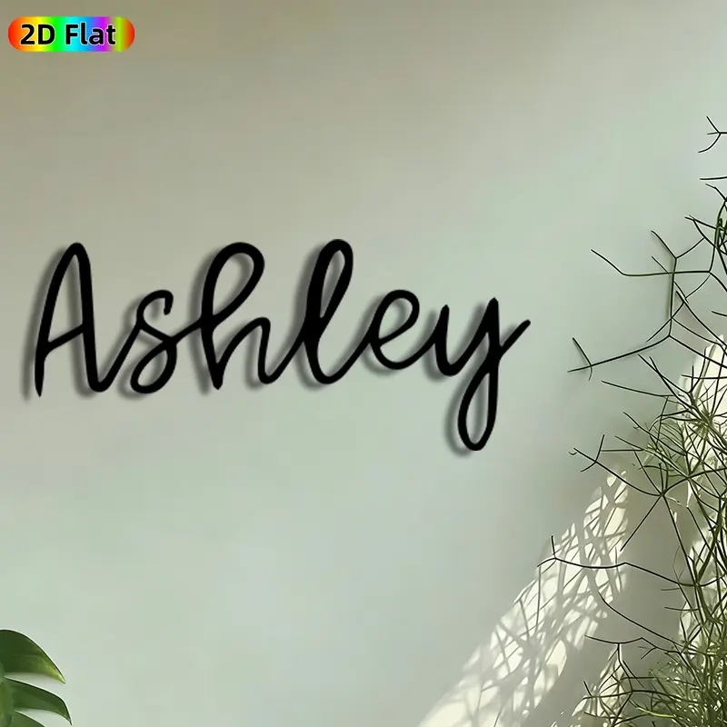 1pc Ashley Script Metal Wall Art, Personalized Name Statue Mural, Artistic Metalwork, Intricate Craftsmanship, Perfect for Anniversary, Housewarming Decor, Perfect for Bedroom Living Room Office Decor, Ideal Gift for Name Sign Enthusiasts.