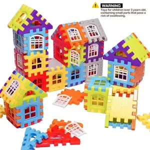 88/195 Piece House Creative Building Blocks Set, Building Block Sets, DIY Building Model, Educational Puzzle Toy for Kids Aged 3+, Brain Development, Portable Plastic Construction Kit