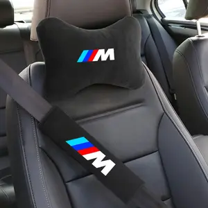 4PCS Car Seat Belt Protect Shoulder Pads Cervical Spine Headrest Neck Pillow For BMW M 1 2 3 4 5 7 Series X1 X3 X4 X5 X6 X7 F10 F20 F30 G20 G30 F15 F16