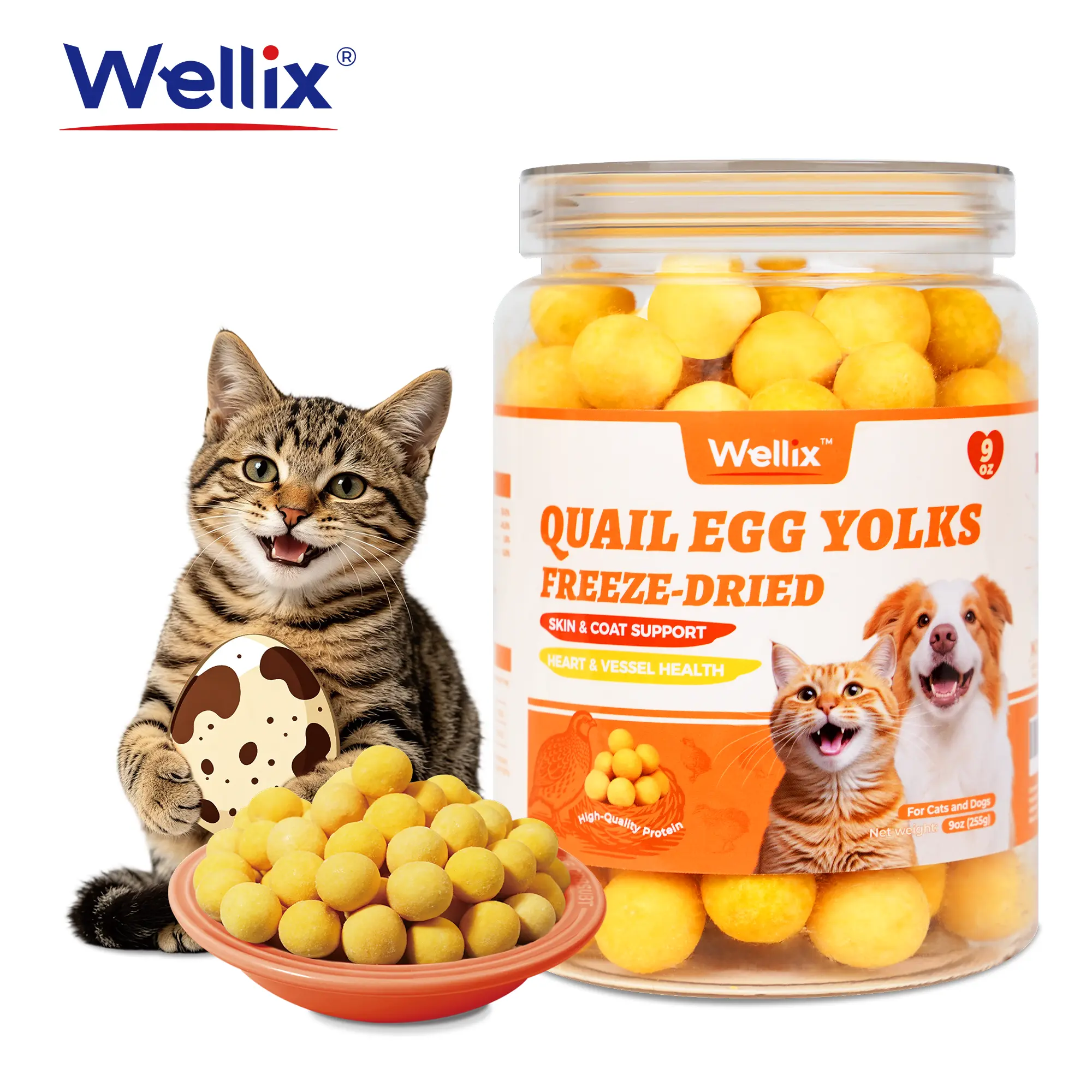 Wellix Freeze Dried Quail Egg Yolks, High-Protein Pet Treats for Dogs & Cats, Puppy Training Snacks, Natural Support for Skin & Coat Health, Puppy Training Treats