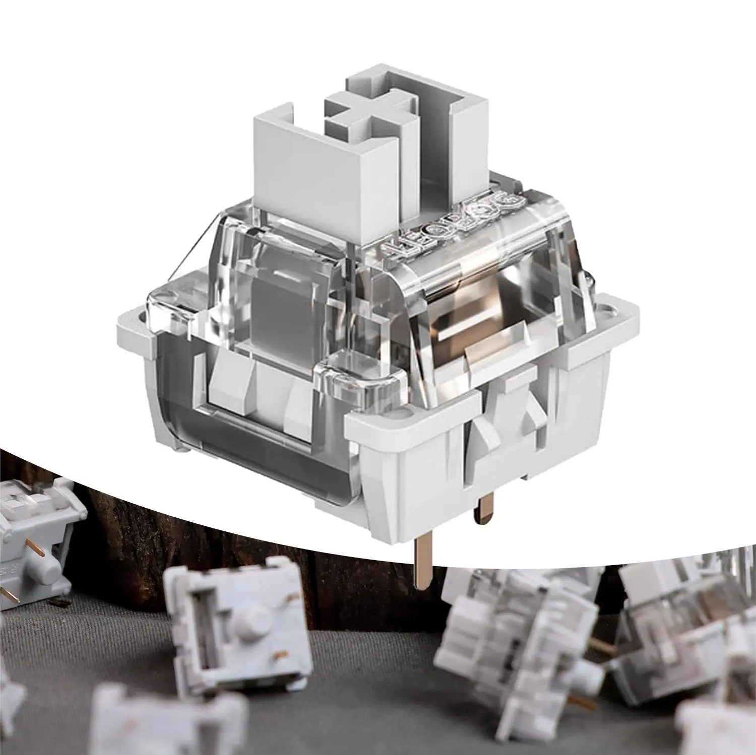 AULA*LEOBOG Graywood V3 Linear Switch Set 40gf Pre-lubed 3 Pins 100 Pieces for Custom Mechanical Keyboards RGB POM Stem PC Housing Silent Smooth Typing Switches for Gaming Mechanical Keyboard