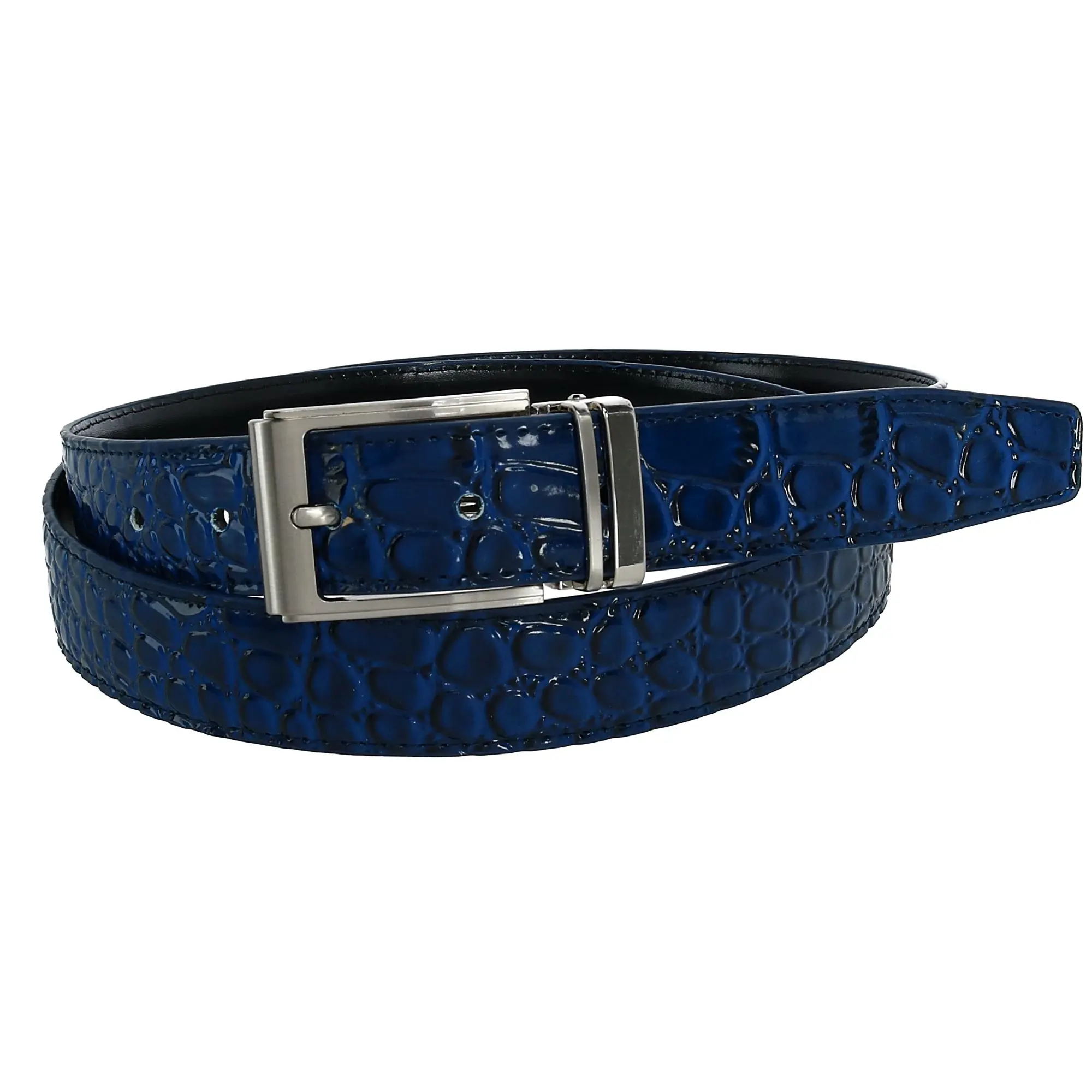 CTM Big & Tall Heavy Duty Leather Croc Print Casual Dress Belt with Clamp-On Buckle