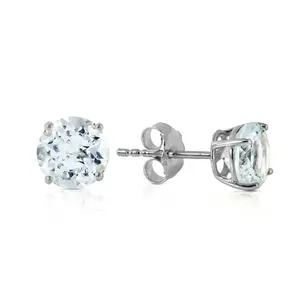 Galaxy Gold GG 14k White Gold Stud Earrings with Natural Aquamarines