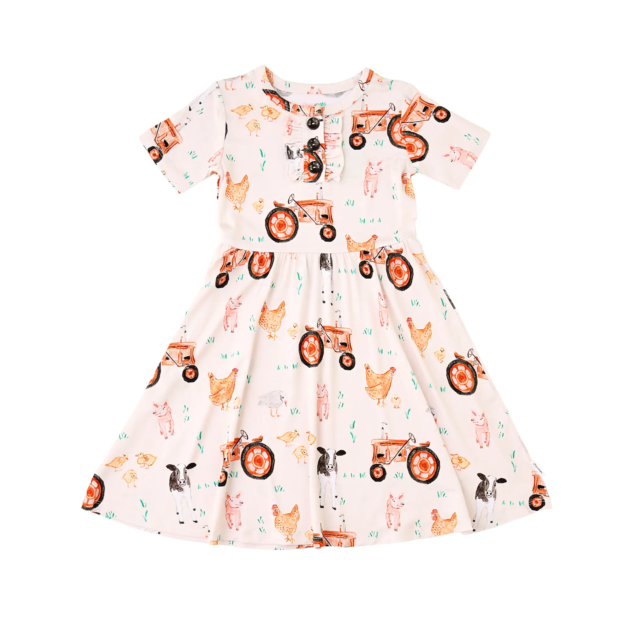 Millie Moo TUTU DRESS for Little Cuties - Super Soft & Comfortable Bamboo Viscose Dress with Ruffle Button Placket - True to Size - Available in 18-24m 2t/3t 4t 5t 6 7 8