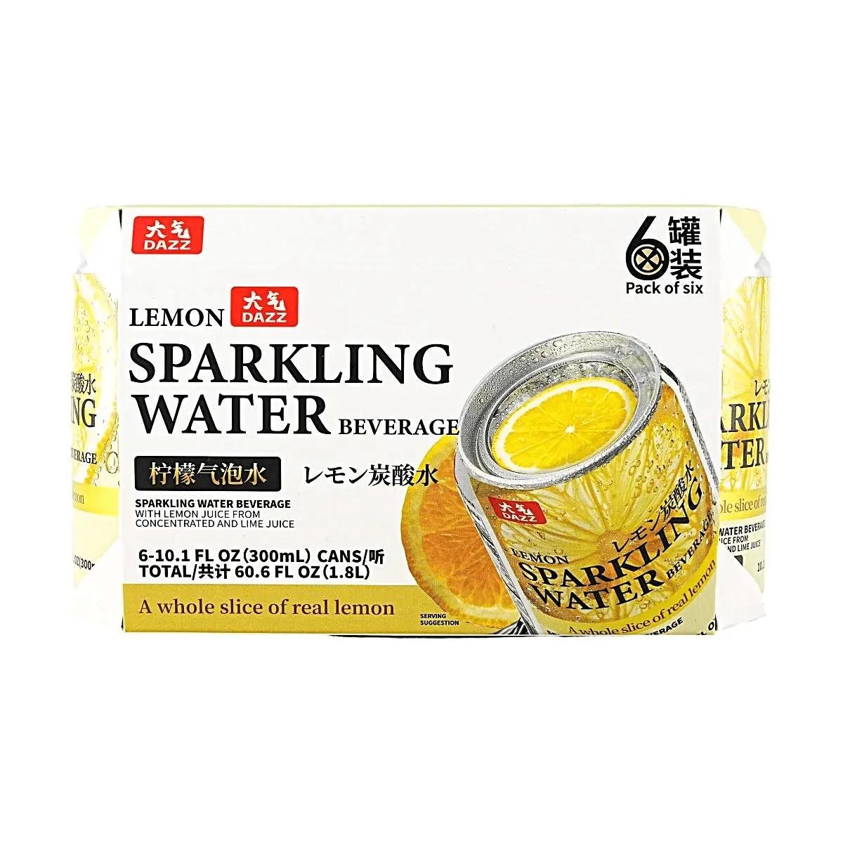 DAZZ Sparkling Lemonade Drink 300ml Cans (6 Pack) - Real Lemon Slices, Refreshing Carbonated Beverage DAZZ Sparkling Lemonade Drink 300ml Cans (6 Pack) - Real Lemon Slices, Refreshing Carbonated Beverage