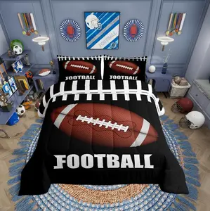 Football Comforter Sets for Boys, Football Bedding,Warm Quilts Rugby Sports Fans Sports Games Duvet Insert Stripe Down Comforter