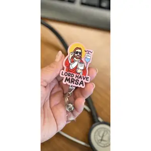 Lord Have MRSA Badge Reel - Humorous Retractable ID Holder for Healthcare Heroes