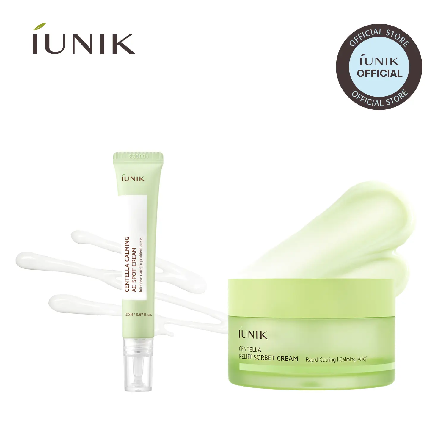 [IUNIK Official] Centella Breakout Redness Recovery Duo | AC Spot Cream + Sorbet Cream | Cooling, Soothing, Oil-Balancing Skincare Set | Non-Greasy Care for Redness-Prone, Oily & Acne-Prone Skin | Korean Skincare, K-Beauty