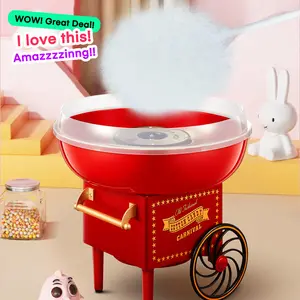 Halloween Gift Rengue  Cotton Candy Machine, Cotton Candy Maker for Kids with Candy Spoon and 10 Candy Sticks, Christmas Red, FOHERE