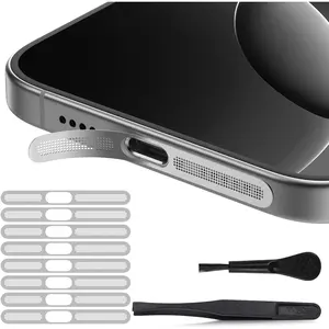 8 count  Speaker Dust Cover Compatible with  16 Pro/ 16 Pro Max Earpiece Speaker Mesh Anti Dust Adhesive Sticker - Titanium