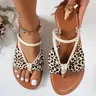 Women's Fashion Leopard Print Flip Flops, Casual Comfortable Flip Flops for Beach, Fashionable Flip Flops for Indoor & Outdoor Wear, Boho Style Sandals, Bohemian Trending Sandals, Beach Slides Sandals, Beach Home Sandals, Beach Casual Shoes