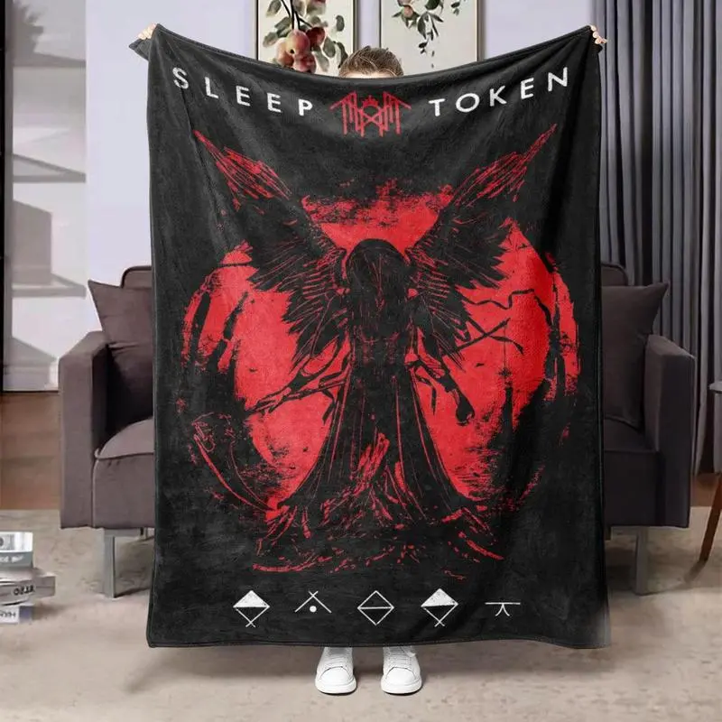 Sleep Token Pattern Flannel Blanket, Soft Warm Air Conditioning Room Throw Blanket, Comfortable Nap Blanket for Home Office Use, Soft Comfy Blanket, Throw Blankets, Blankets For Bedroom