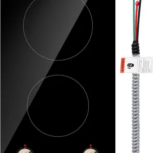 VEVOR SK - 92IHA36CK04 9200W Electric Countertop Burner Knob Control Stove, Built - in Induction Cooktop with 12 Temperature Settings, Glass Surface, Auto Shut - Off, 36in 5 Burners/220V, Black