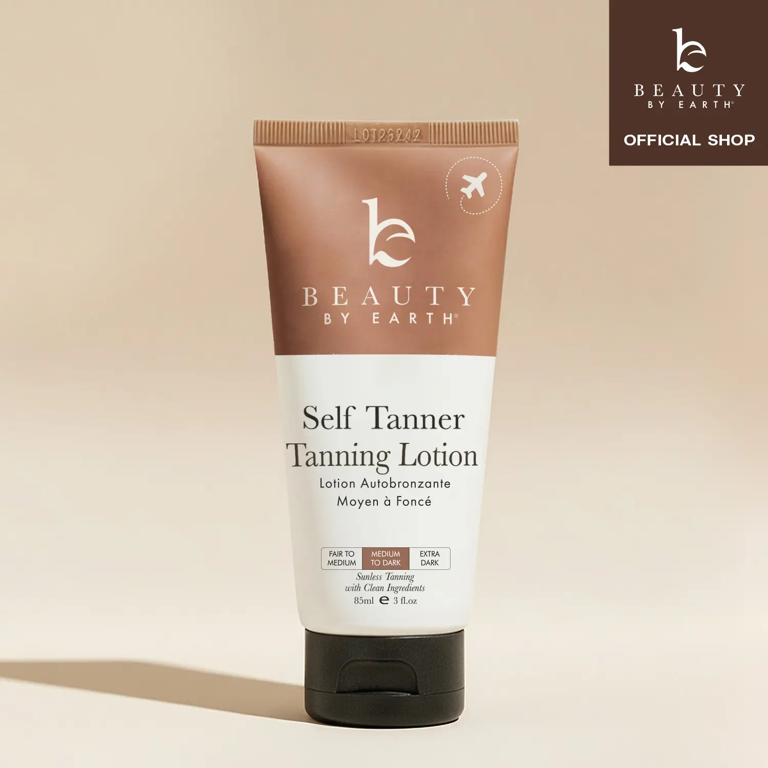 Beauty by Earth Travel-Size 85ml Self Tanner Body Lotion -  Hydrating Safe Sunless Tanning TSA Travel Friendly Made in USA Flawless Glowing Natural Gradual Tan