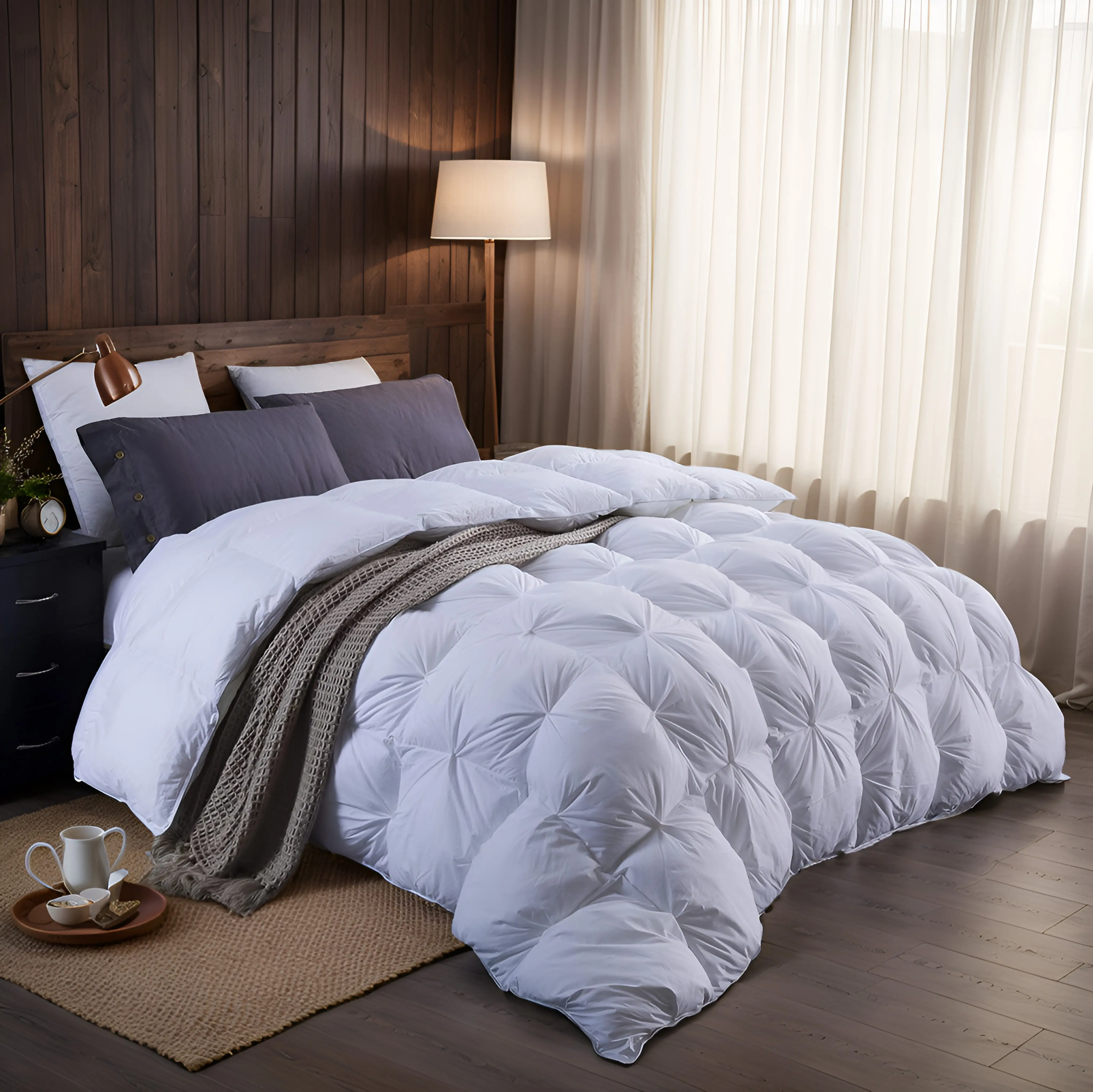 White Goose Down Hotel Duvet Insert - Fluffy, Soft, Skin-Friendly, Breathable Warm Bedding, Fiber Lock Technology, No Shedding, No Lint Transfer, Machine Washable Duvet, Premium Sleep Bedding Choice
