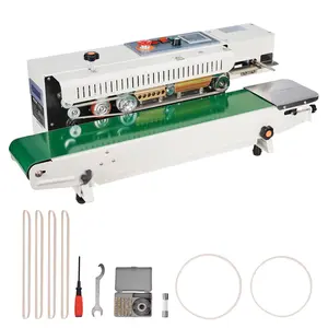 Continuous Bag Band Sealing Machine, Horizontal Band Sealer With Inflation Function, Plastic Bag Heat Sealer, High Speed Operation, Adjustable Temperature Control, Durable Stainless Steel Frame, Suitable For Food Packaging