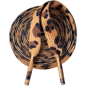 Thin Flat Leopard Cow Print Shoelaces Camouflage Shoe Laces Shoestring 1 Pair 47 Inch
