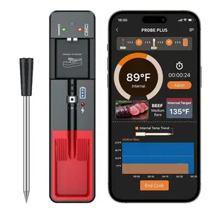 Smart Wireless Bluetooth-compatible Kitchen Barbecue Meat Thermometer, 1 Count Meat Steak Wireless Thermometer, Bluetooth Barbecue Thermometer, Food Thermometer, Digital Cooking Thermometer, Measuring