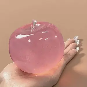 Crystal Apple Figurine, Soft, Smooth, Ultra-Thin Skin, Stress Relief Toy, Sensory Play, Desk Decor, Office Gift, Non-Edible, Desk Ornament