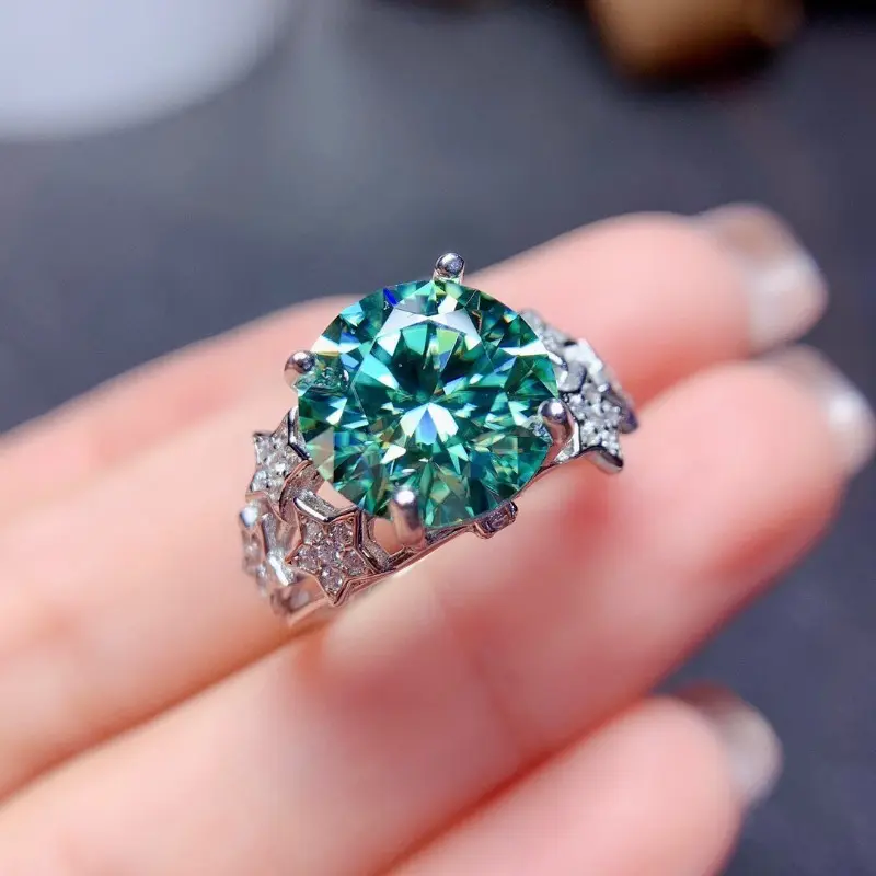 Women's Starry Sky Pavé Crystal Ring, Aqua Blue Statement Costume Jewelry with an Adjustable Size Open Band for Anniversaries