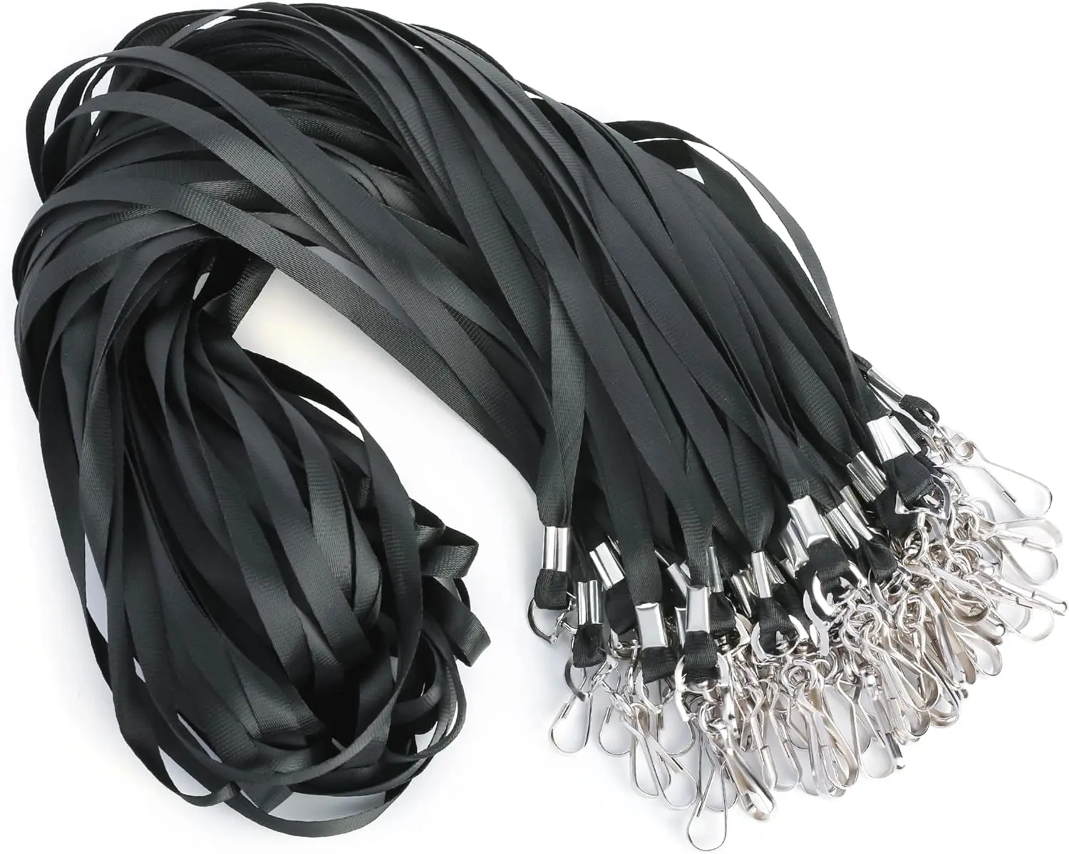 50-Pack Black ID Badge Lanyards, 18" Office Identification Lanyards with Swivel Hook for Computers & Office Equipment Supplies, Lanyard