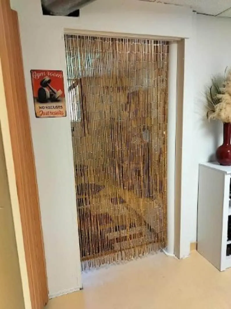 Natural Bamboo Beaded Curtain Doorway Divider 65 Strands 36x78 Eco Friendly Privacy Screen