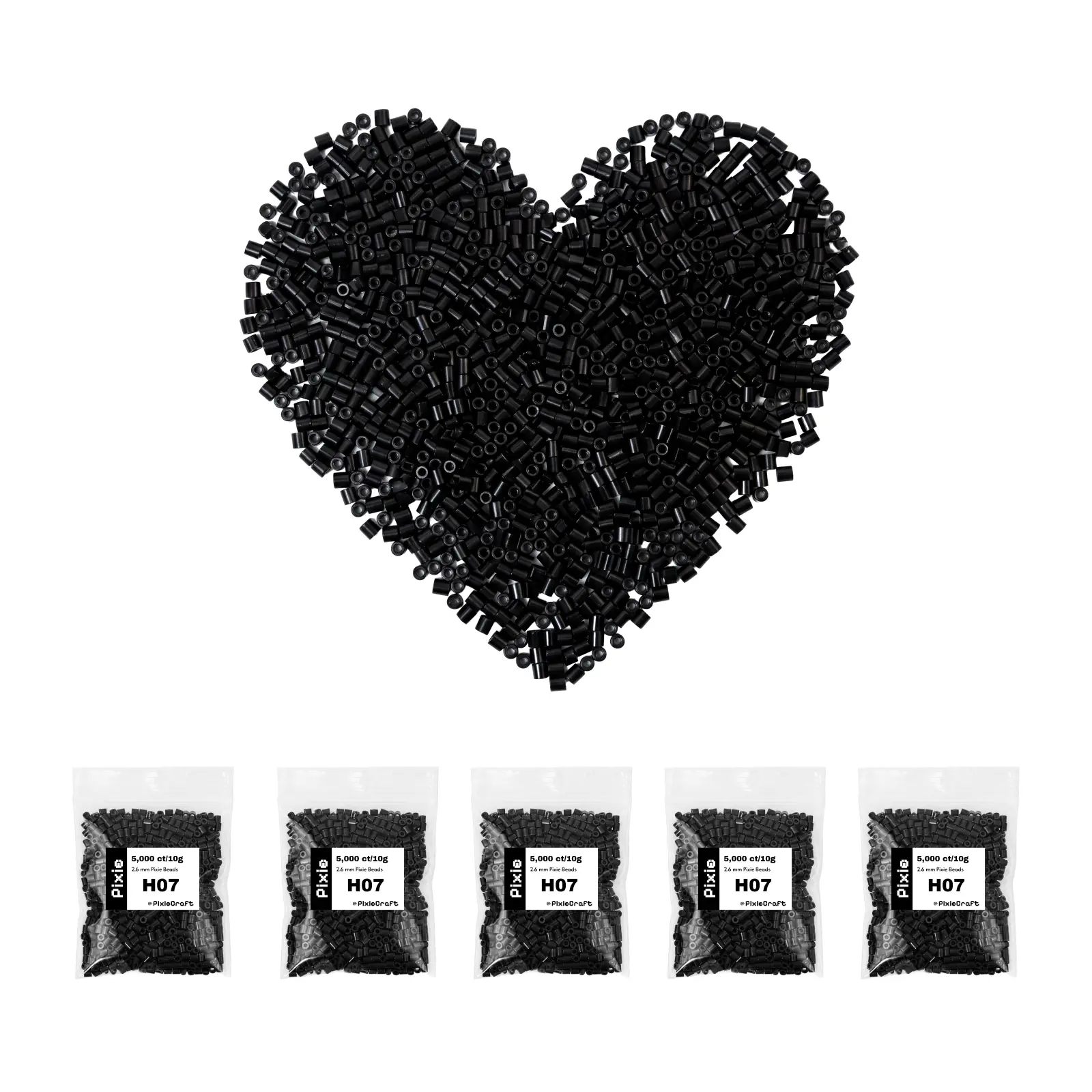 PixieCraft 5000 pcs Black/White/Transparent Refill Beads 2.6mm Fuse Beads, PixieBeads Single-Color Bulk Refill Melty Beads, Mini Fuse Beads for Pixel Art